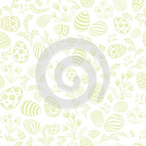Easter egg seamless pattern. Floral holiday background.