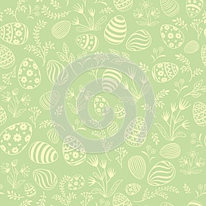 Easter egg seamless pattern. Floral holiday background.