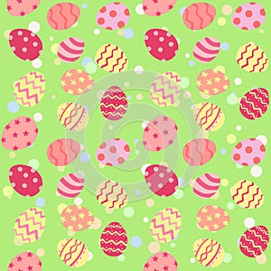 Easter Egg Seamless Pattern Pink Green Vector