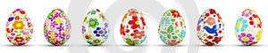 Easter Egg Set on a transparent white background. 3D rendering illustration