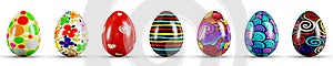 Easter Egg Set on a transparent white background. 3D rendering illustration
