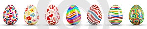 Easter Egg Set on a transparent white background. 3D rendering illustration