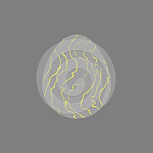 Easter egg shape dynamic liquid inkscape yellow abstract lines on gray background, Design element for Easter holidays