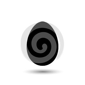 Easter egg simple icon. Black egg, isolated on white background. Realistic shape design, decoration for Happy Easter