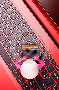 Easter egg working on computer