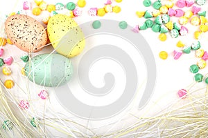 Easter Egg Straw Framed Background photo