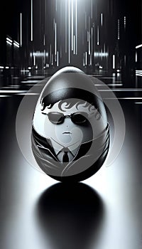 An Easter egg with a stylized look inspired by a classic science fiction character