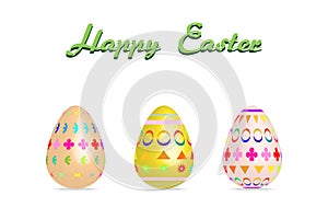 Easter egg three pattern paint color on white background Vector Illustration with copy space add text