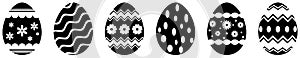 Easter Egg vector set. Black eggs with ornament. Isolated background.