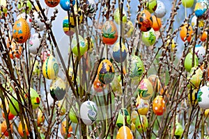 Easter egg with willow catkins