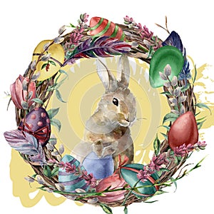 Easter Egg Wreath with a Rabbit