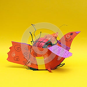 Easter egg on yellow background