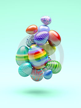 Easter Eggs Abstract Bacground. 3d Illustration