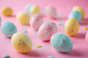 easter eggs arranged on a pink background