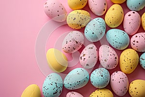 easter eggs arranged on a pink background