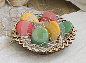 Easter eggs on the background boards