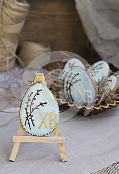 Easter eggs on the background boards