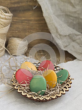 Easter eggs on the background boards