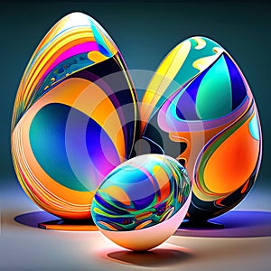 Easter eggs background Colorful Festive Easter Abstractly Decorated Eggs