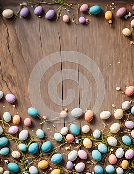 Easter eggs background illustration, border design, pattern