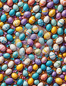 Easter eggs background illustration, border design, pattern