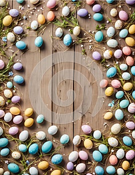Easter eggs background illustration, border design, pattern