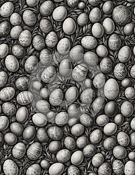 Easter eggs background illustration, border design, pattern