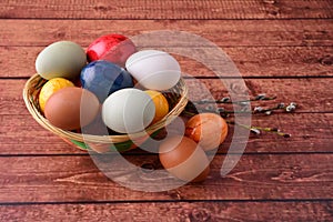 Easter eggs in basket.