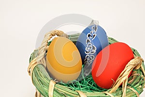 Easter eggs in basket