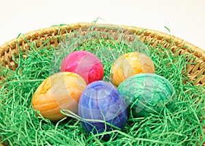 Easter eggs in basket