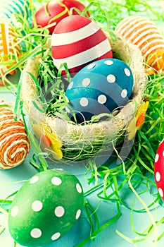 Easter eggs in basket