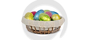 Easter eggs in a basket.