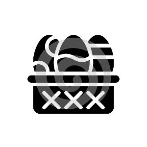 Easter eggs basket vector illustration, Easter solid style icon