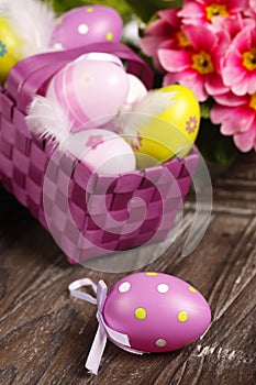 Easter eggs in basket