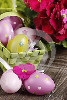 Easter eggs in basket
