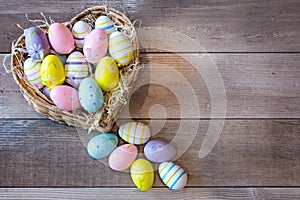 Easter eggs in a basket photo