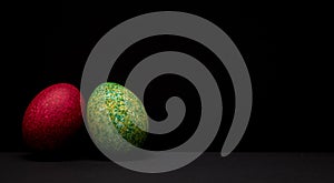 Easter eggs with a black background