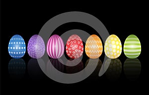Easter Eggs Black Background Pattern Design