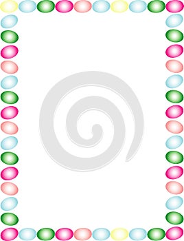 Easter eggs border on white background