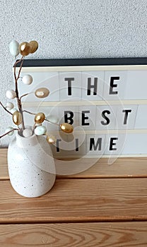 Easter eggs on a branch in vase the best time