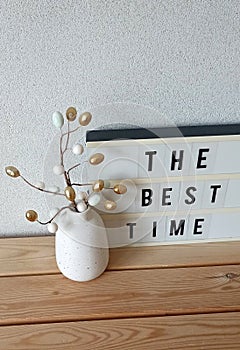 Easter eggs on a branch in vase the best time