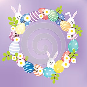 Easter eggs and bunnies wreath