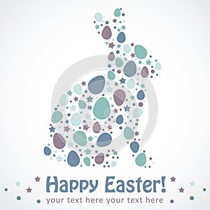 Easter eggs bunny silhouette card