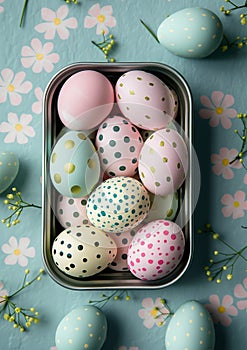 easter eggs in a can, table decor