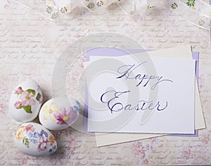 Easter eggs card with caligraphy fonts