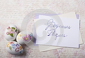 Easter eggs card with caligraphy fonts