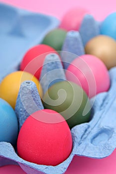 Easter eggs in carton