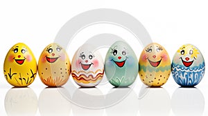 Easter eggs with cartoon smiles, laughter, bringing fun to the festival.AI Generated