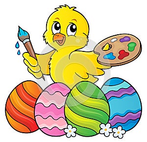 Easter eggs and chicken painter topic 1