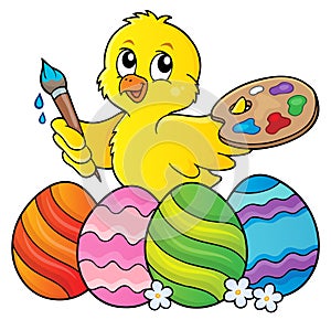 Easter eggs and chicken painter topic 1 photo
